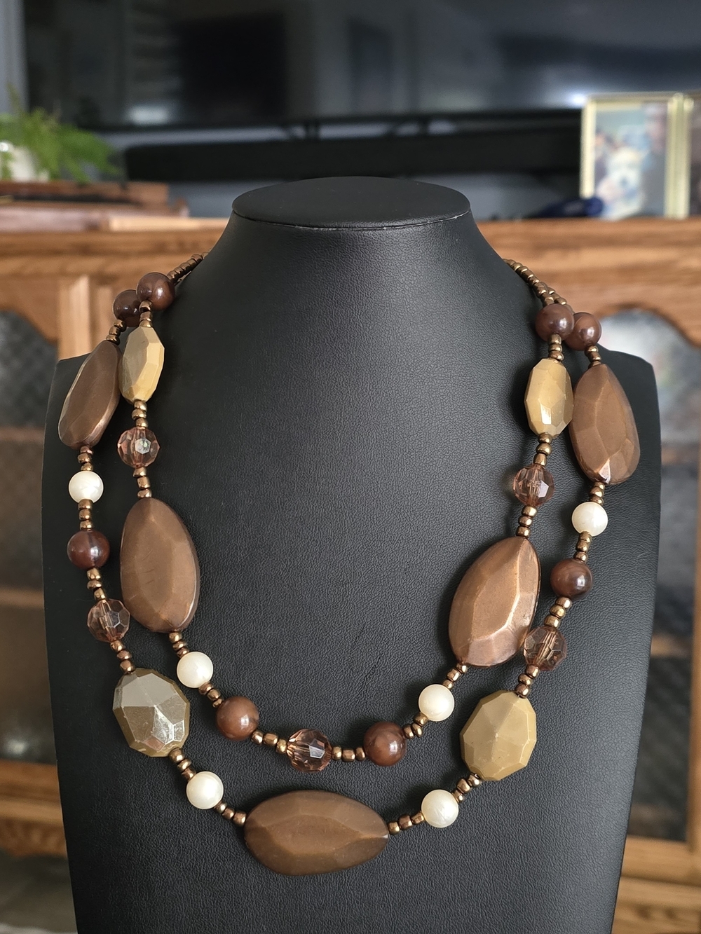 Brown Multi-Bead Layered Necklace - Women's Jewelry